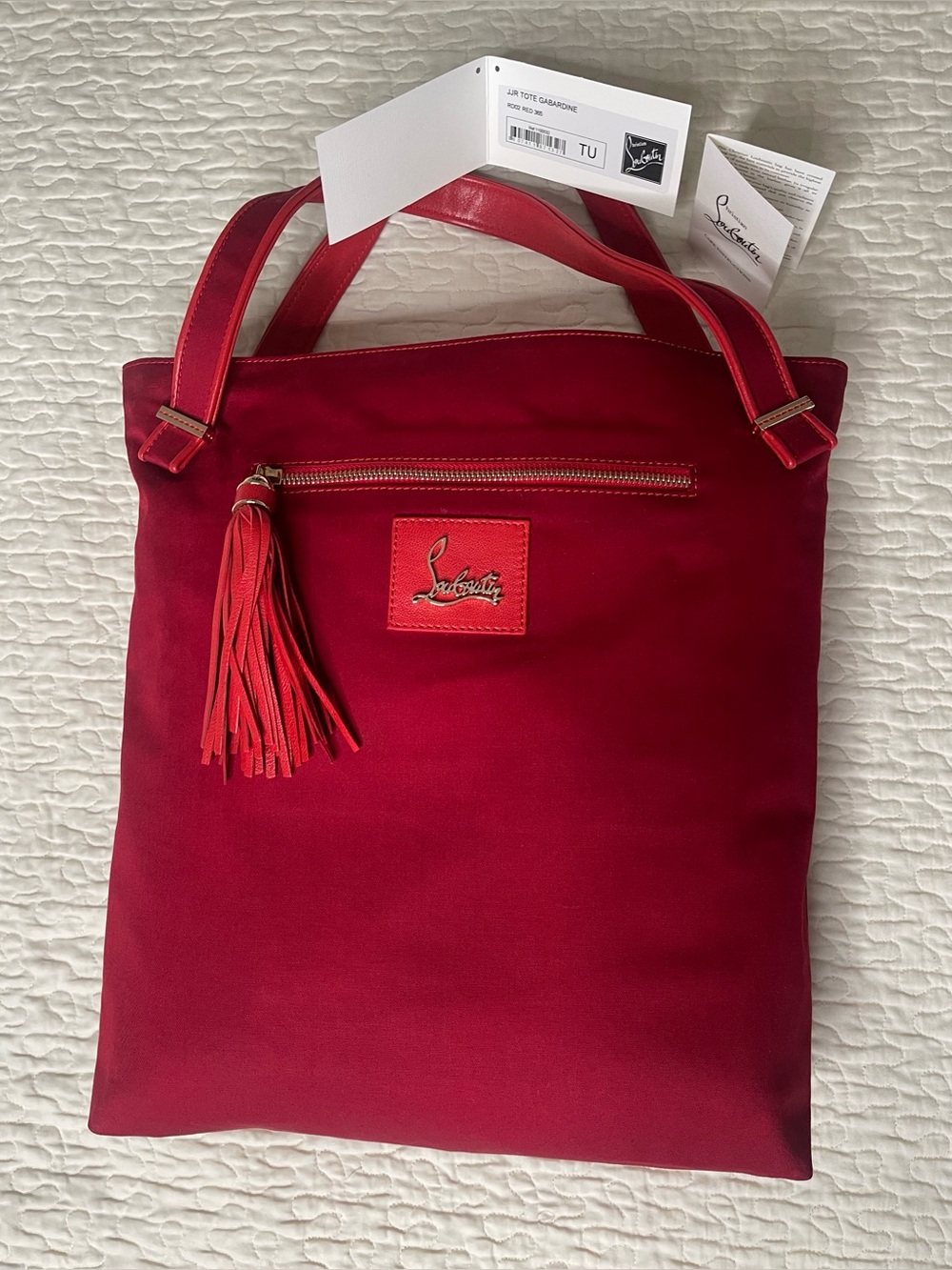 Christian Louboutin JJR Tote Shoulder Bag Red 365 Gabardine Archive S/S 2010